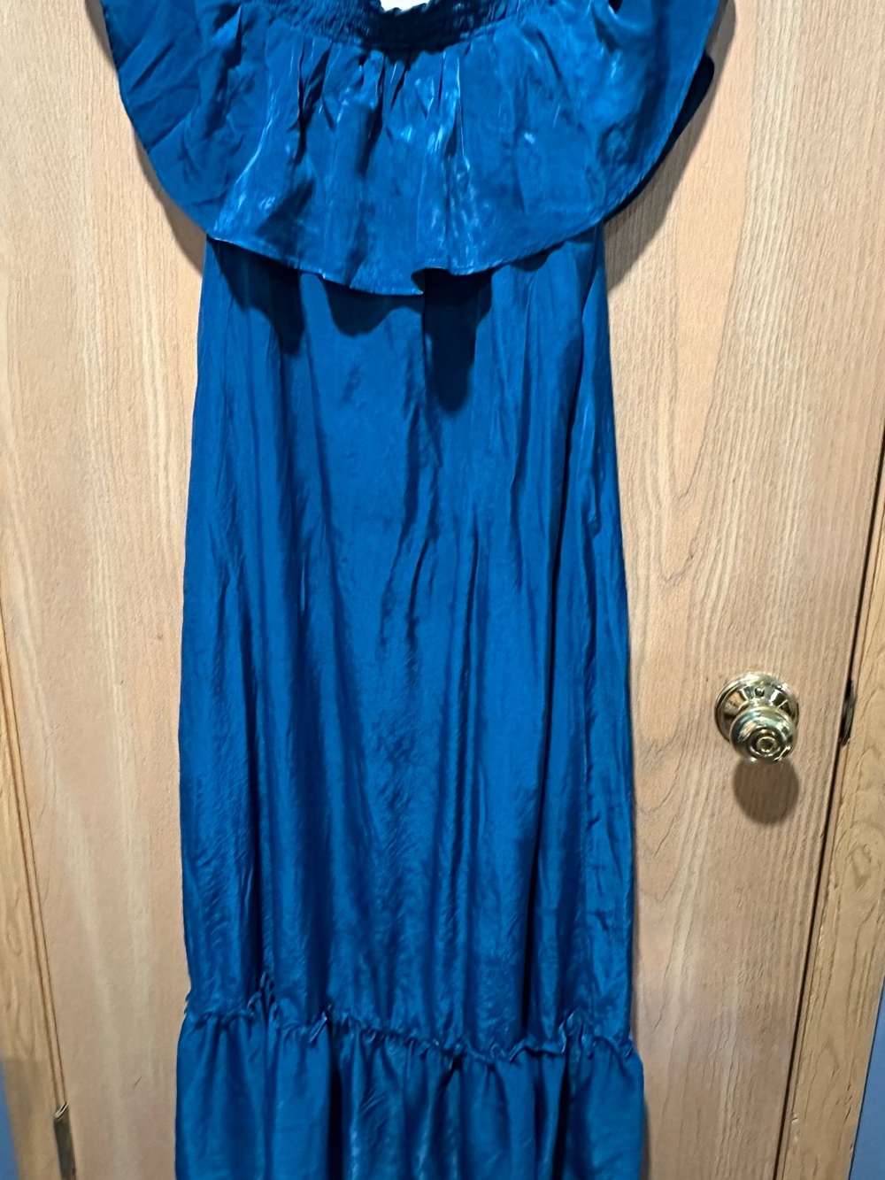 LOFT Beach Teal Satin-Blend Dress